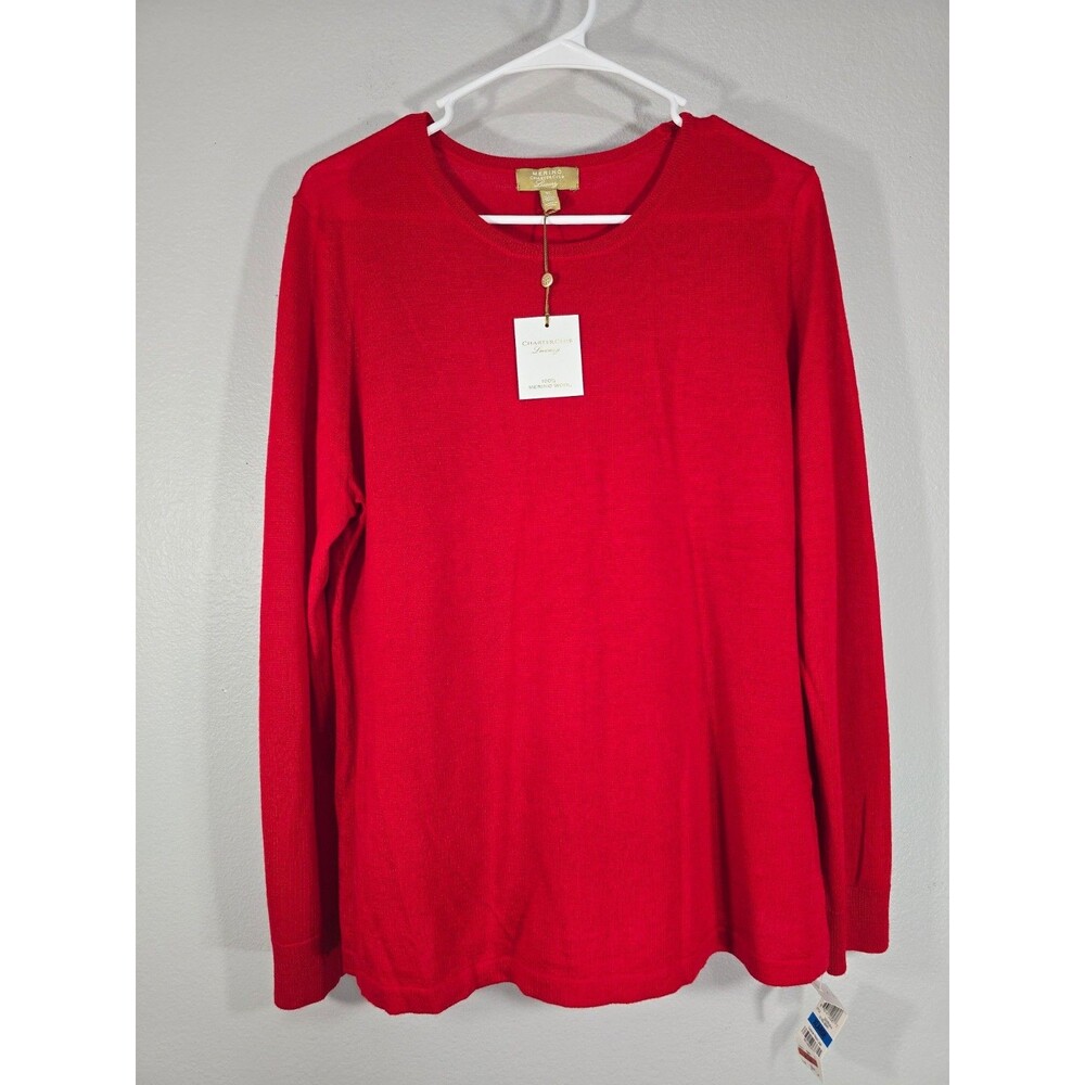 Charter Club 100% Merino Wool Red Sunshine Sweater Sz XL Vtg Quiet Luxury NWT AC